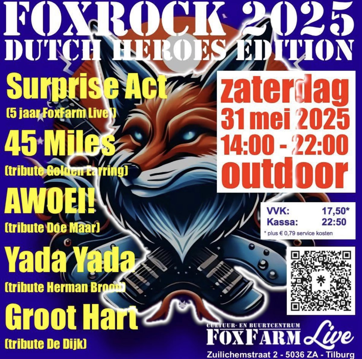 Poster FoxRock 2025 Dutch Heroes Edition — FoxFarm Live Tilburg, 31 mei 2025